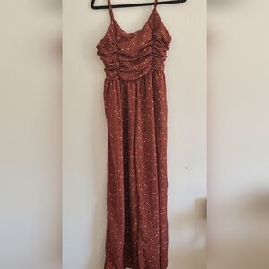 Miss Animal Print Scrunched Light Weight Brown Pant Suite Jumper Womens Large